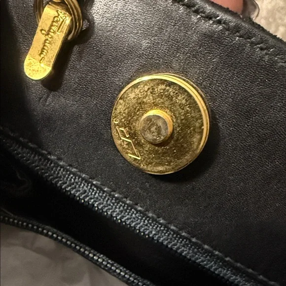 Salvatore Ferragamo Black and Gold Shoulder Bag - Picture 12 of 13